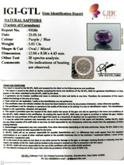 5.01/CT Natural Purple Sapphire with Govt. Lab Certificate-93586
